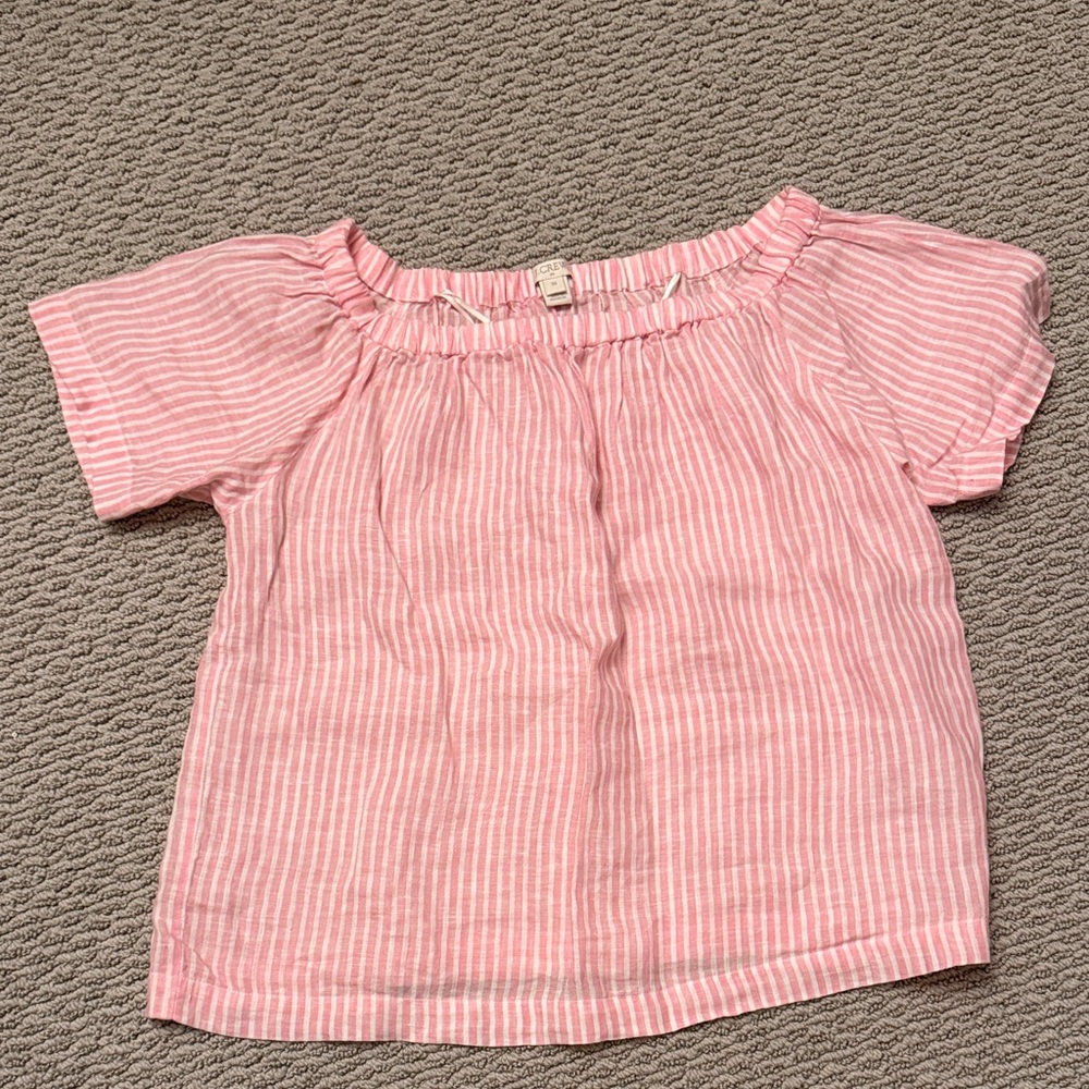 J. Crew Pink and White Striped Kids Blouse
